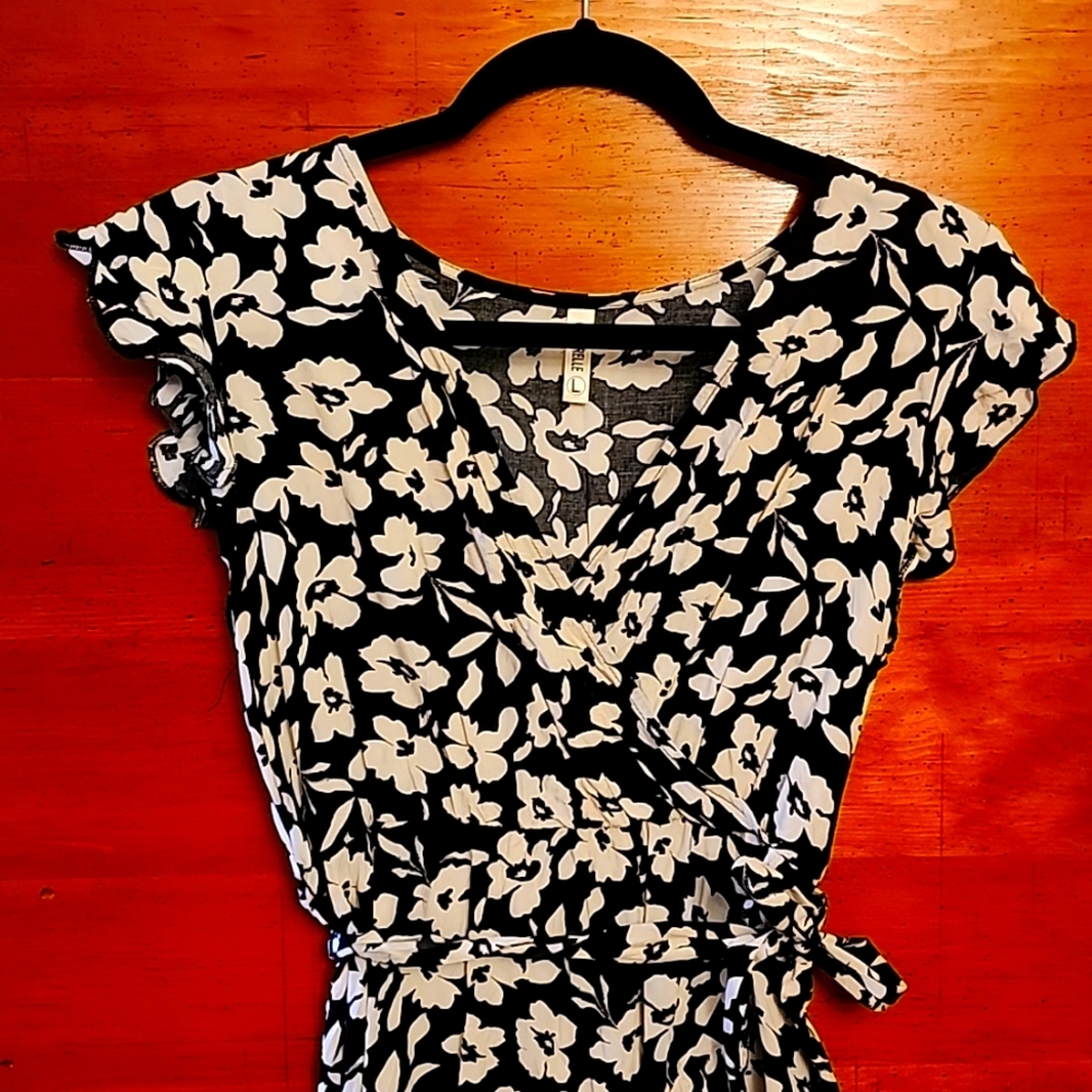 Black and white floral dress